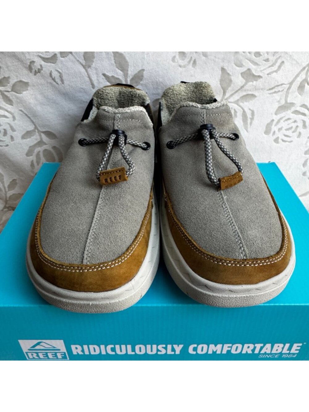 Reef Rambler Mens Suede Slip-On Shoes Sz 8 Brown & Tan Lightweight & Comfortable - Picture 4 of 10